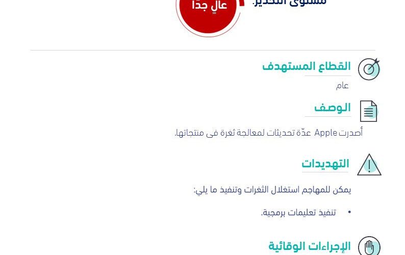 الأمن السيبراني السعودي يدق ناقوس الخطر .. تحذير أمني عالي من بعض منتجات أبل !