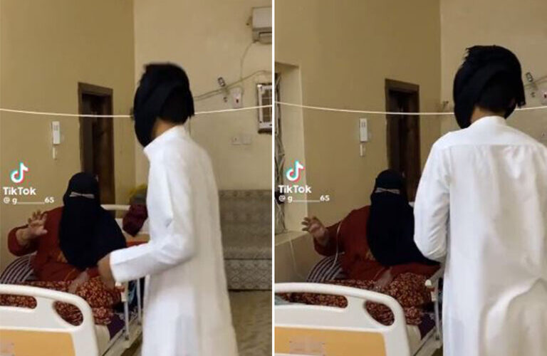 فيديو لشاب سعودي يؤدي العرضة أمام والدته وهي على سرير المرض