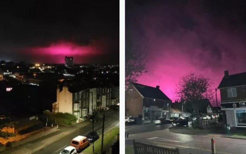 سماء وردية ترعب سكان مدينة بريطانية.. هل هي نهاية العالم؟