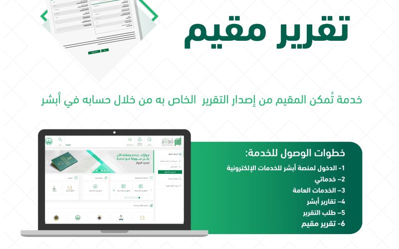 عاجل .. الجوزات تكشف خطوات الاستفادة من خدمة تقرير مقيم عبر أبشر