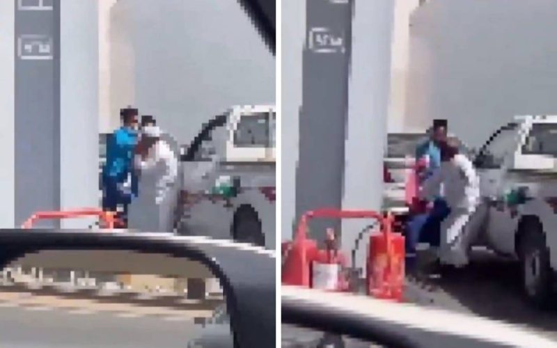 بالفيديو: شاهد معركة حامية الوطيس داخل محطة وقود في السعودية بين العمال وصاحب السيارة