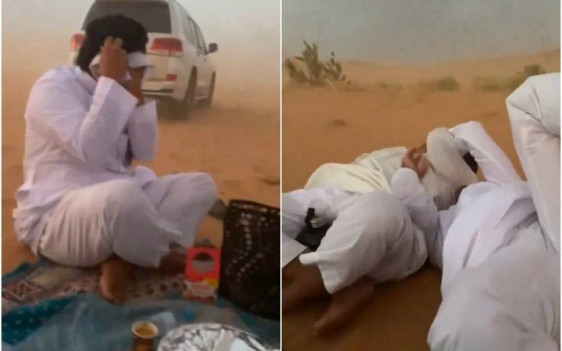 شباب سعوديين أثناء استمتاعهم بالفطور في الصحراء باغتتهم كارثة كبيرة وقلبت الدنيا عاليها سافلها…شاهد الفيديو