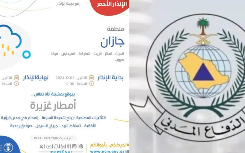 عاجل: الحالة الجوية في السعودية تدخل الان مرحلة الخطر.. الأرصاد يطلق الإنذار الأحمر والدفاع المدني يناشد سكان هذه المناطق بعدم الخروج من المنازل